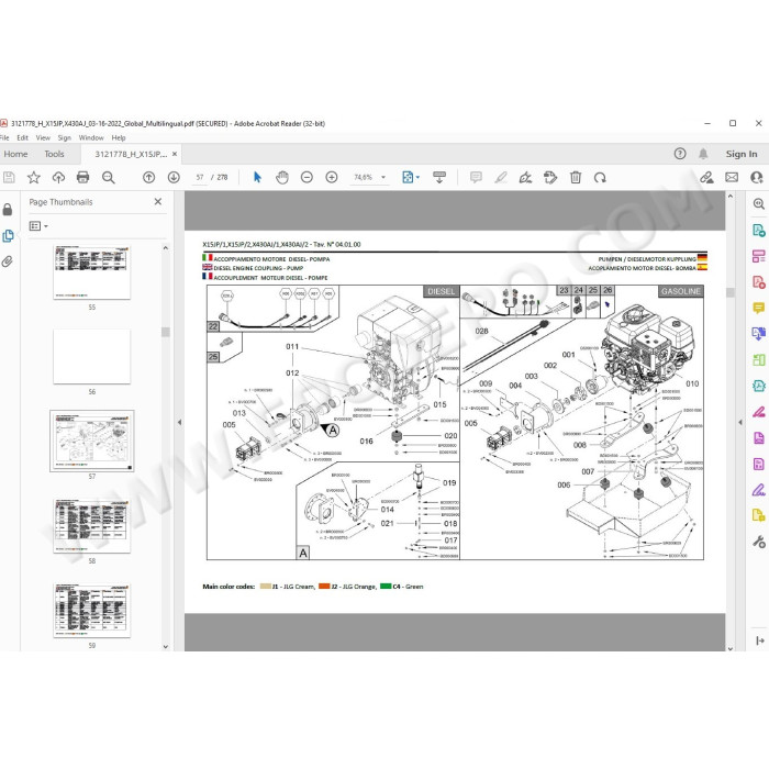 JLG Compact Crawler Boom X430AJ spare parts manual