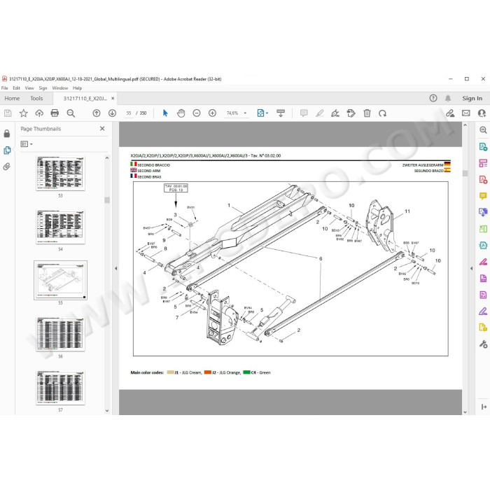 JLG Compact Crawler Boom X600AJ spare parts manual