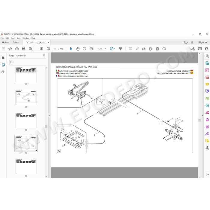 JLG Compact Crawler Boom X700AJ spare parts manual