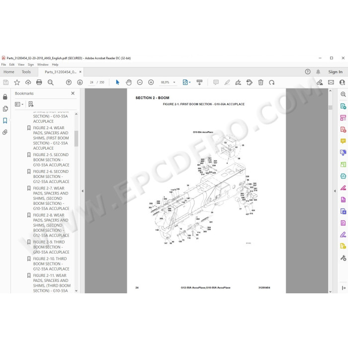 JLG Telehandler G10-55A G12-55A spare parts manual