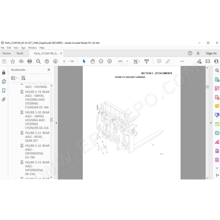 JLG Telehandler G5-19A spare parts manual