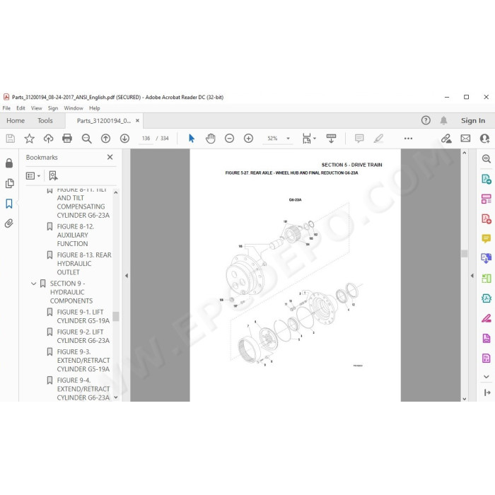 JLG Telehandler G5-19A spare parts manual