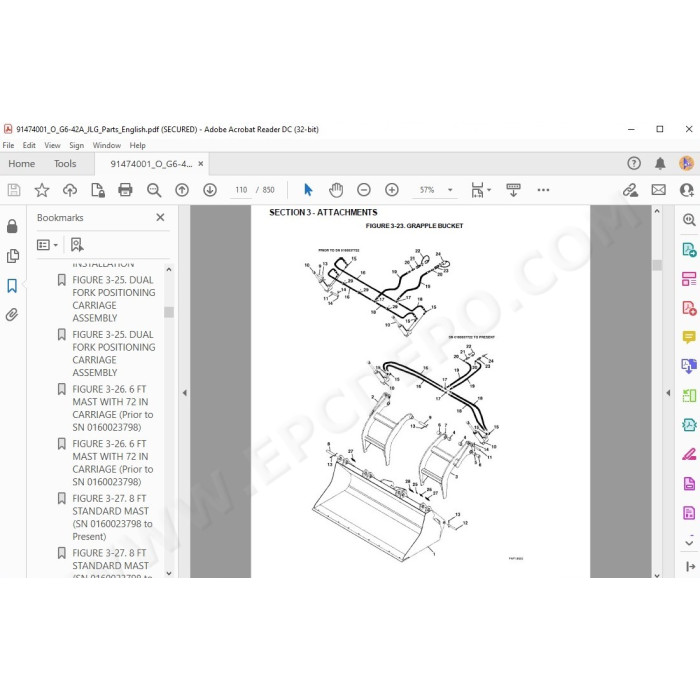 JLG Telehandler G6-42A spare parts manual