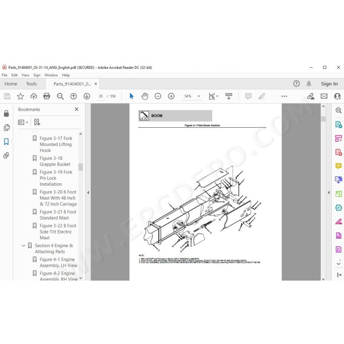 JLG Telehandler G6-42P spare parts manual