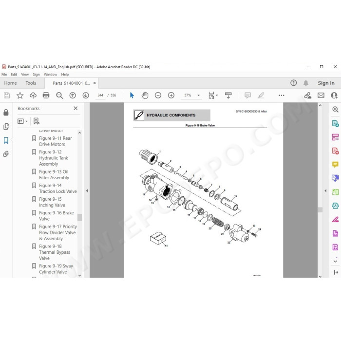 JLG Telehandler G6-42P spare parts manual