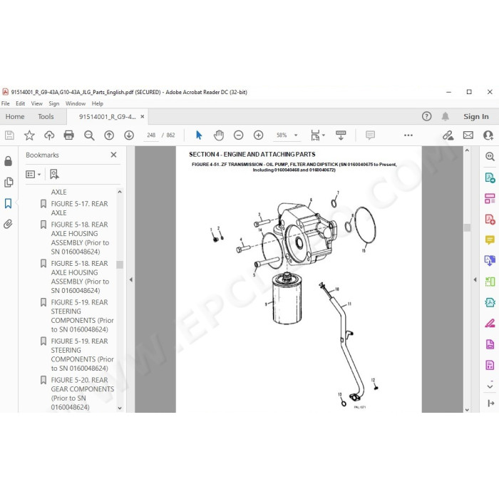 JLG Telehandler G9-43A spare parts manual