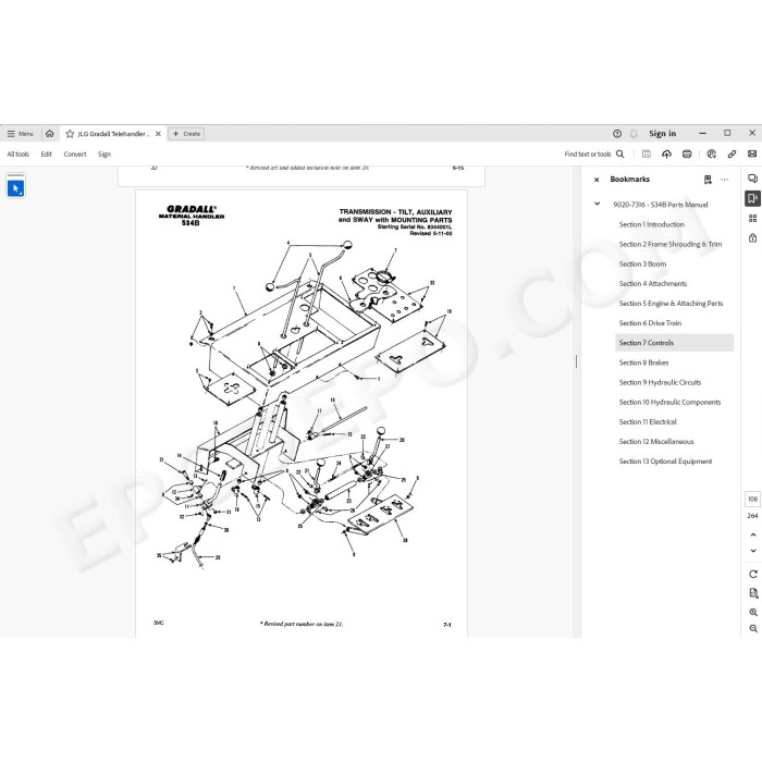 JLG Gradall Telehandler 534B-6 534B-8 spare parts manual