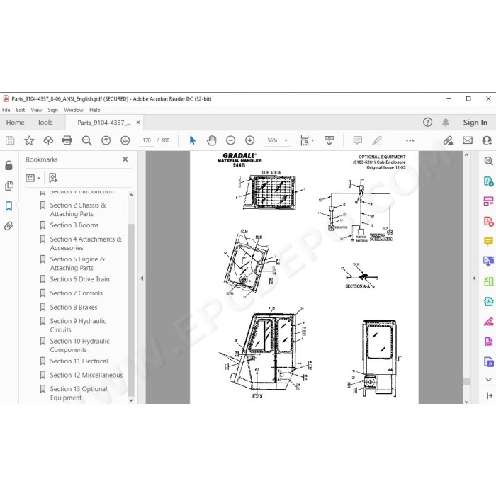 JLG Gradall Telehandler 544B spare parts manual