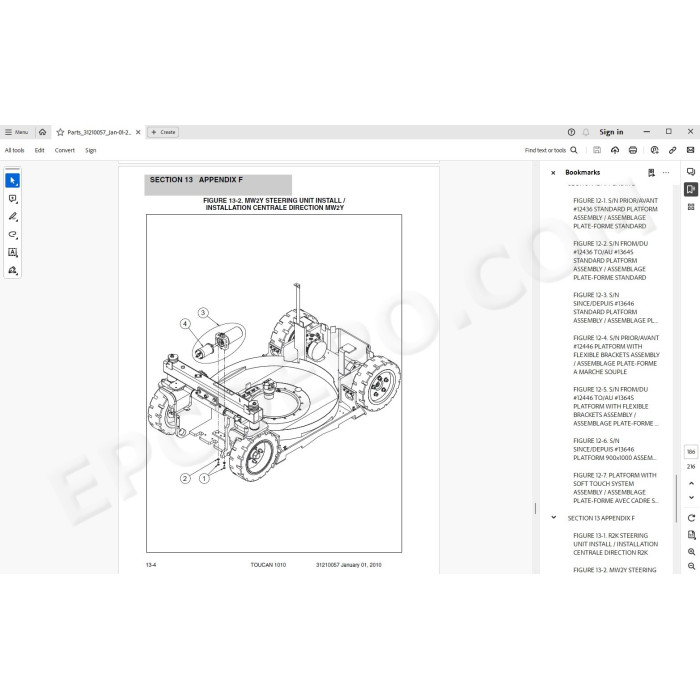 JLG Self Propelled Platform Toucan 1010 spare parts manual