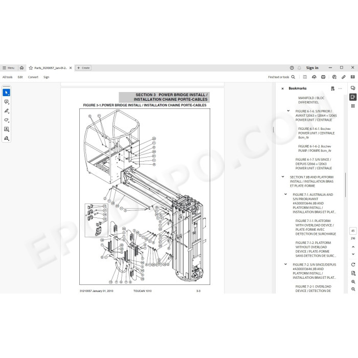 JLG Self Propelled Platform Toucan 1010 spare parts manual