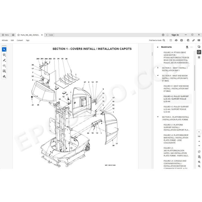 JLG Self Propelled Platform Toucan 10E 26E spare parts manual