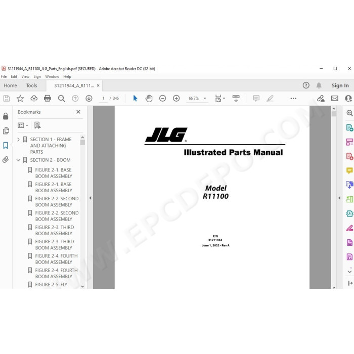JLG Telehandler R11100 spare parts manual