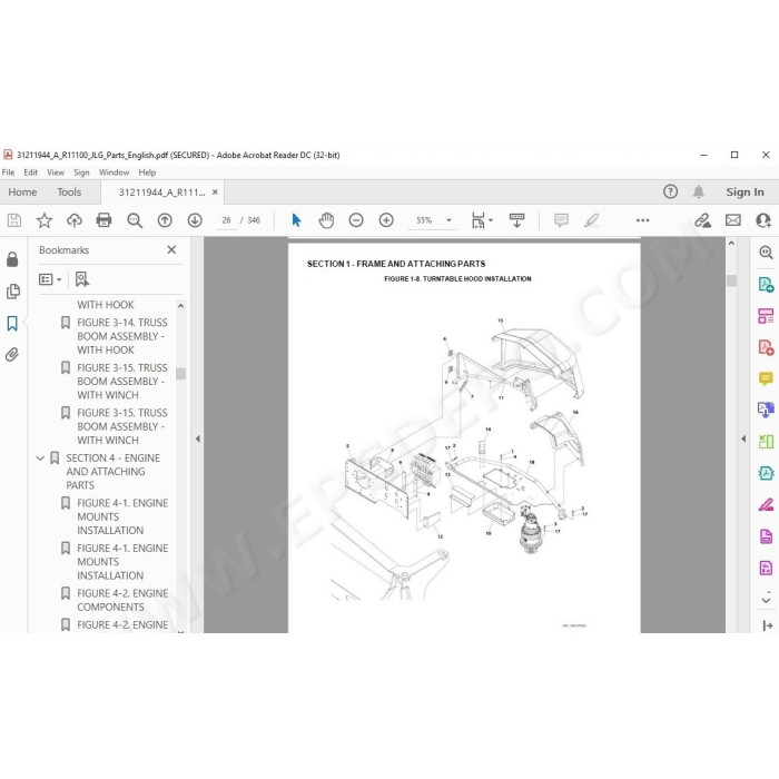 JLG Telehandler R11100 spare parts manual