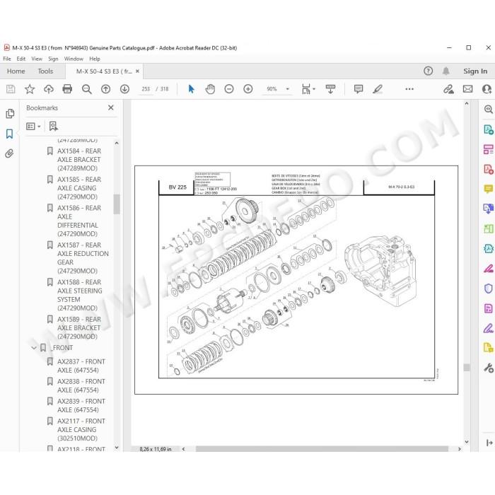 Manitou Forklift M-X 30-2 30-4 50-2 50-4 70-2 S3 E3 parts manual