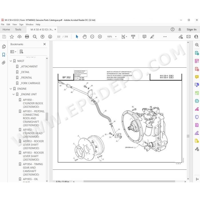 Manitou Forklift M-X 30-2 30-4 50-2 50-4 70-2 S3 E3 parts manual