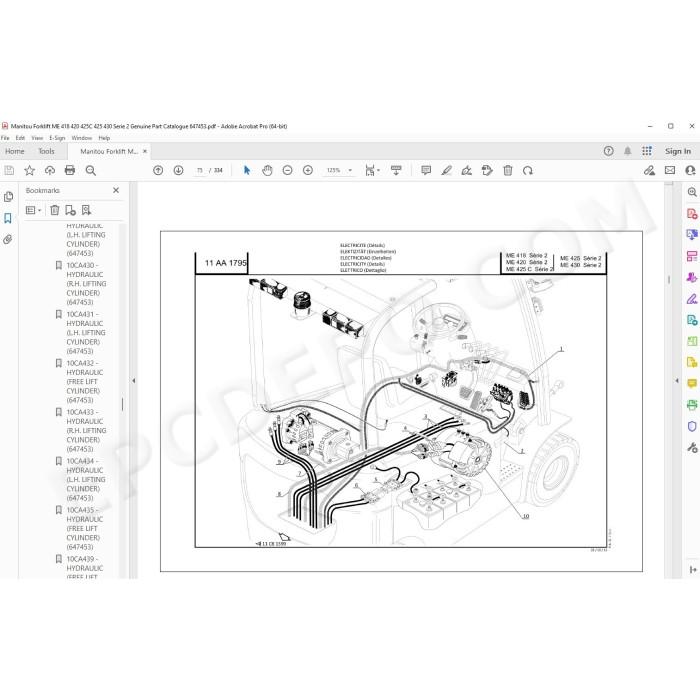 Manitou Forklift ME 418 420 425 430 Serie 2 parts manual