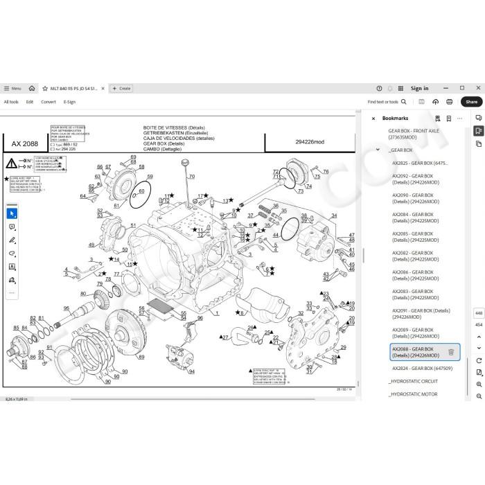 Manitou MLT 840 1040 L 115 / 137 PS JD ST4 S1 spare parts manual