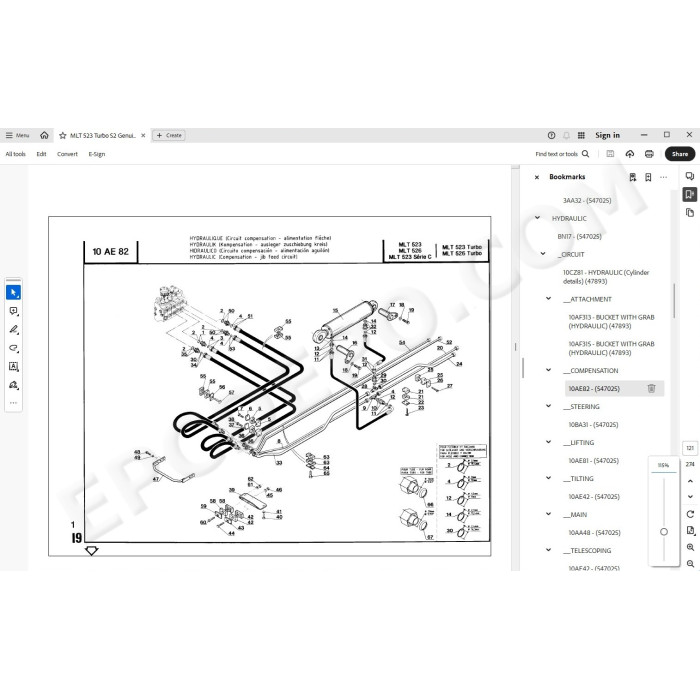 Manitou MLT 523 526 Serie 2 spare parts manual