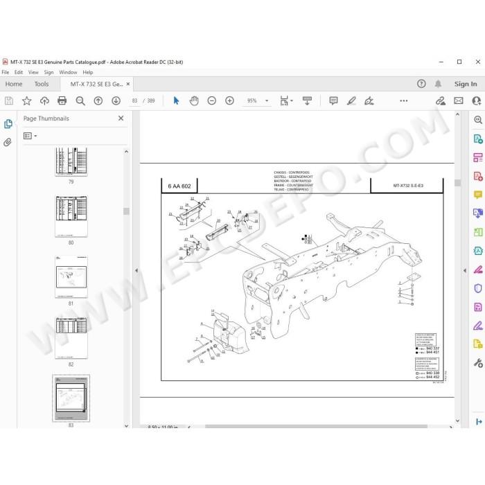 Manitou MT-X 732 Serie D E3 spare parts manual