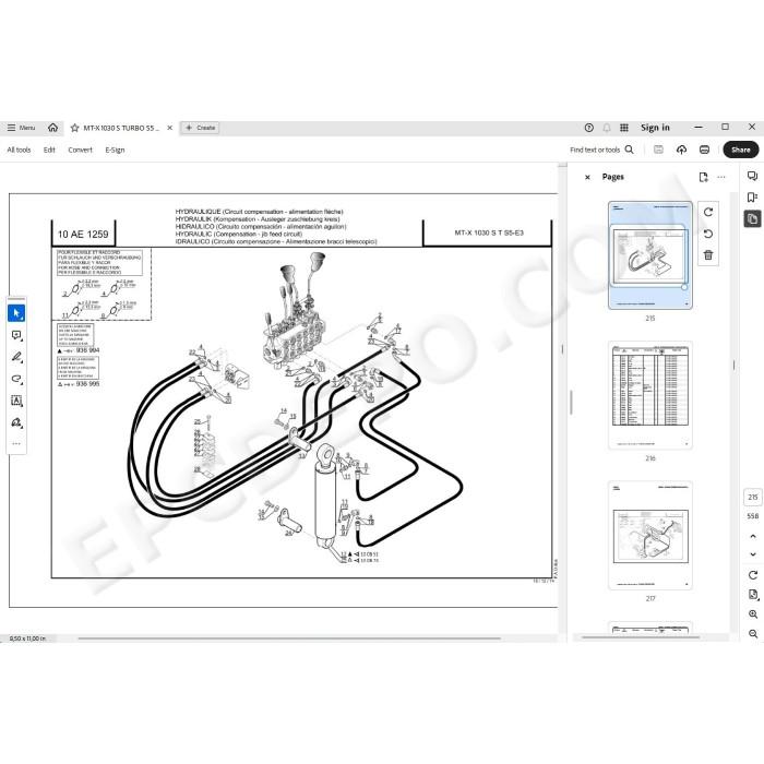Manitou MT-X 1030 S Turbo Serie 5 E3 spare parts manual