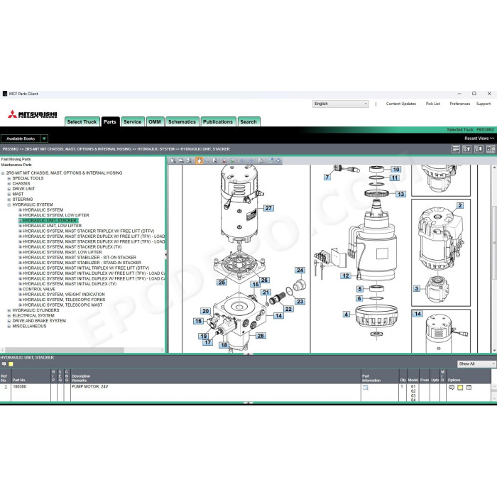 Mitsubishi Forklift MCFA EPC spare parts catalog + service & repair 2025