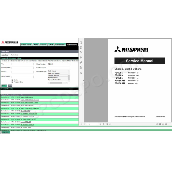 Mitsubishi Forklift MCFE EPC spare parts catalog + service & repair 2025