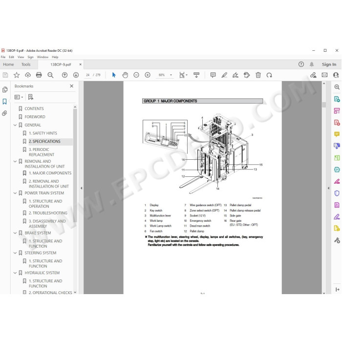 Hyundai Forklift 13BOP-9 service & repair manual