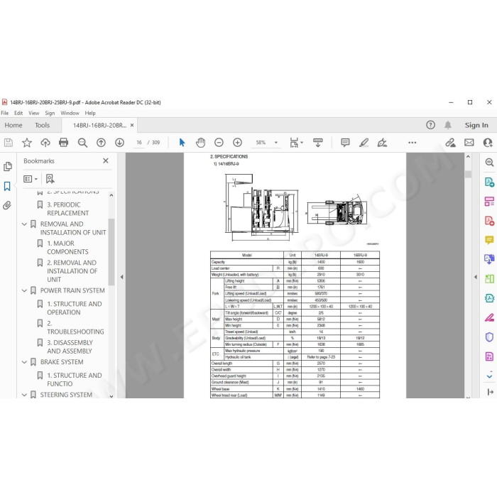 Hyundai Forklift 14BRJ-9 16BRJ-9 20BRJ-9 25BRJ-9 service & repair manual
