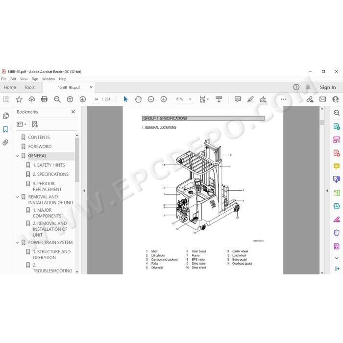 Hyundai Forklift 15BR-9E service & repair manual