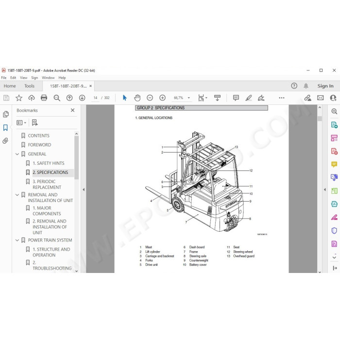 Hyundai Forklift 15BT-9 18BT-9 20BT-9 service & repair manual