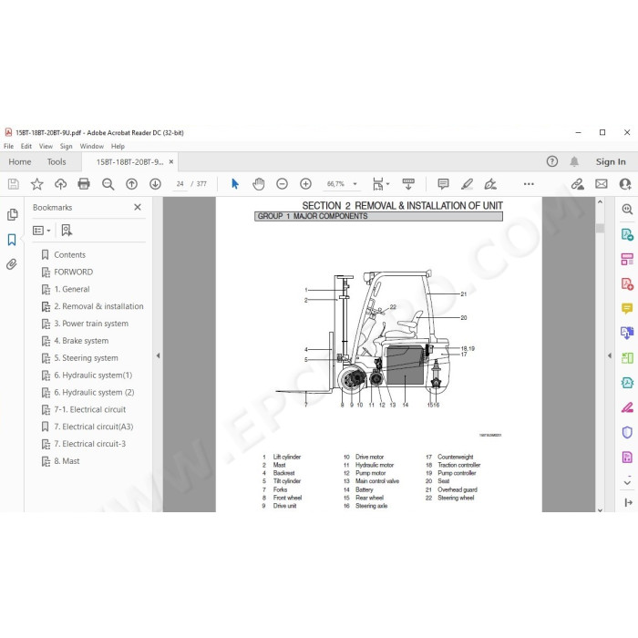 Hyundai Forklift 15BT-9U 18BT-9U 20BT-9U service & repair manual