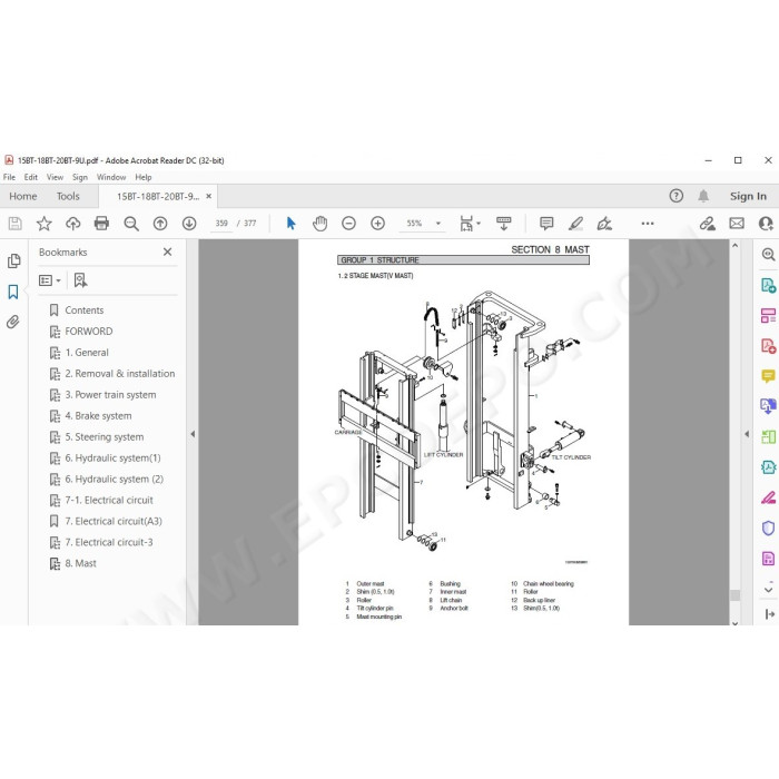Hyundai Forklift 15BT-9U 18BT-9U 20BT-9U service & repair manual