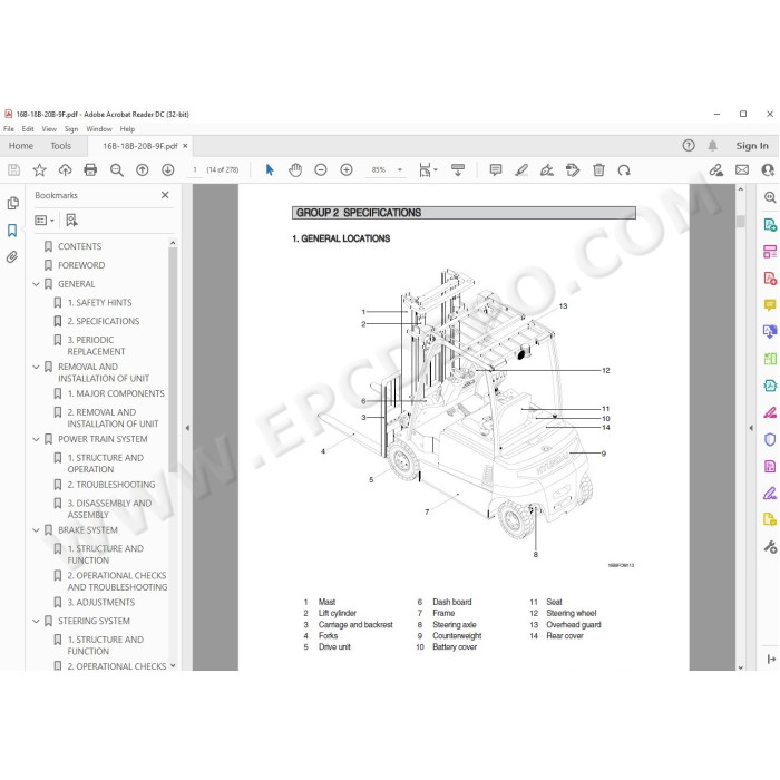 Hyundai Forklift 16B-9F 18B-9F 20B-9F service & repair manual