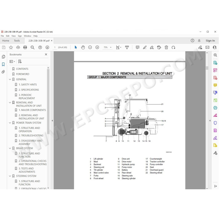 Hyundai Forklift 22B-9F 25B-9F 30B-9F service & repair manual