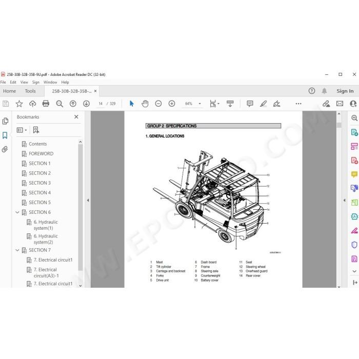 Hyundai Forklift 25B-9U 30B-9U 32B-9U 35B-9U service & repair manual