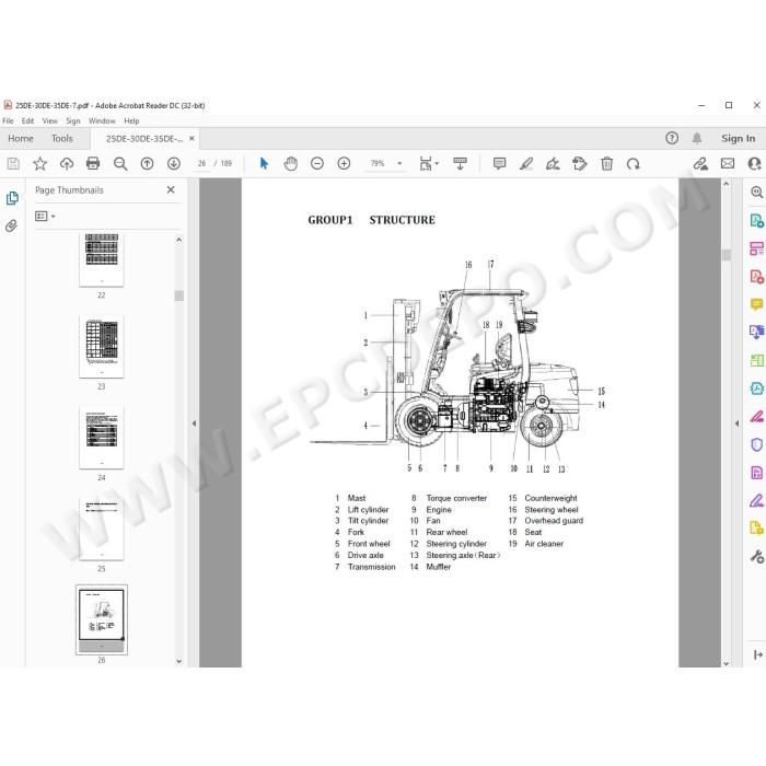 Hyundai Forklift 25DE-7 30DE-7 35DE-7 service & repair manual