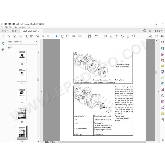Hyundai Forklift 25DE-7 30DE-7 35DE-7 service & repair manual