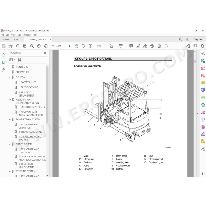 Hyundai Forklift HBF15-3 HBF18-3 service & repair manual