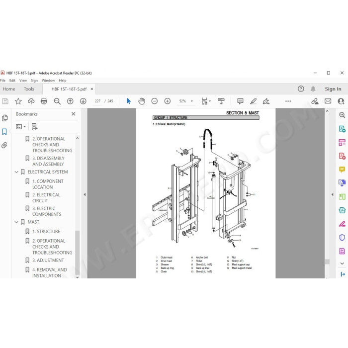 Hyundai Forklift HBF15T-5 HBF18T-5 service & repair manual