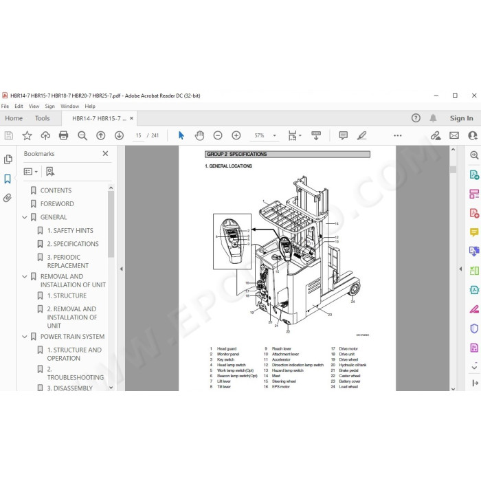 Hyundai Forklift HBR14-7 HBR15-7 HBR18-7 HBR20-7 HBR25-7 service & repair manual