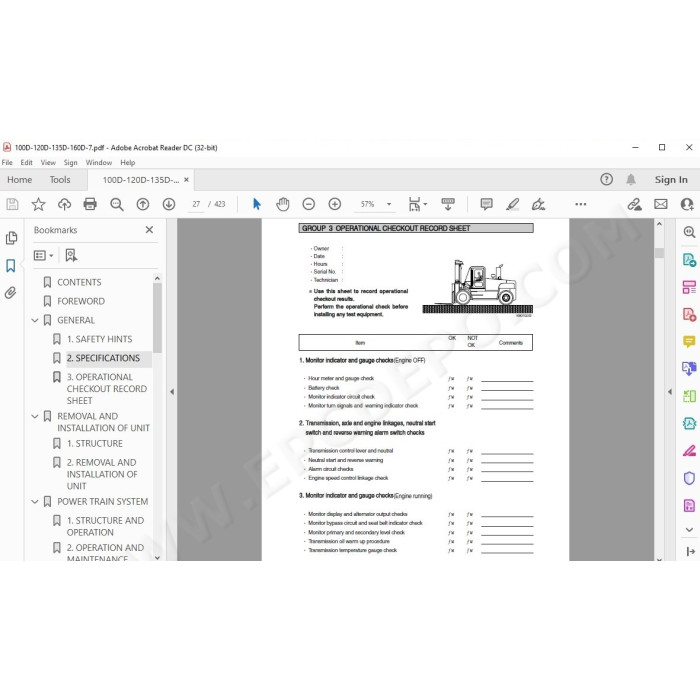 Hyundai Forklift 100D-7 120D-7 135D-7 160D-7 service & repair manual