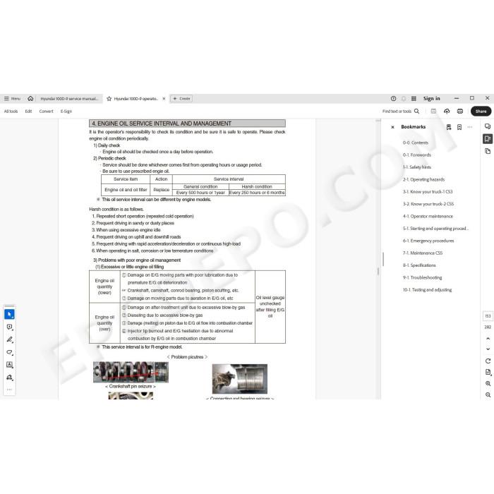 Hyundai Forklift 100D-9 service & repair manual