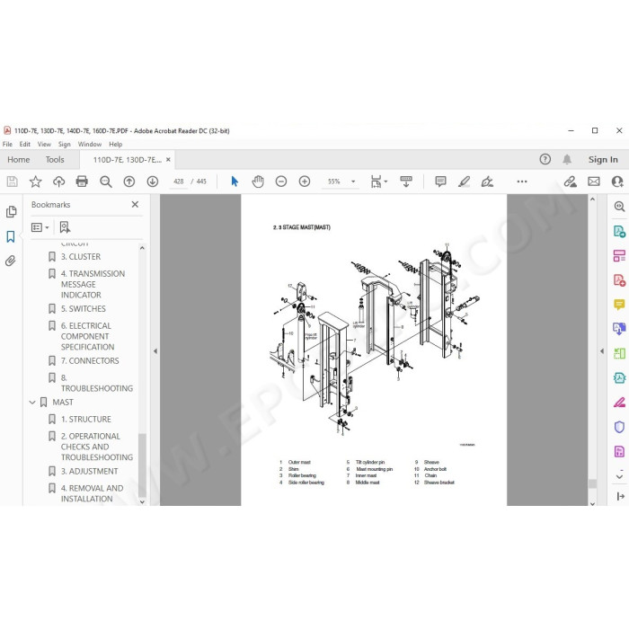 Hyundai Forklift 110D-7E 130D-7E 140D-7E 160D-7E service & repair manual