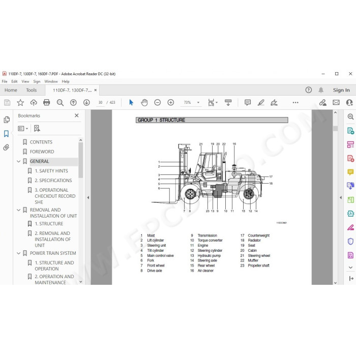 Hyundai Forklift 110DF-7 130DF-7 160DF-7 service & repair manual