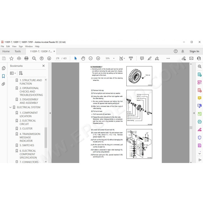 Hyundai Forklift 110DF-7 130DF-7 160DF-7 service & repair manual