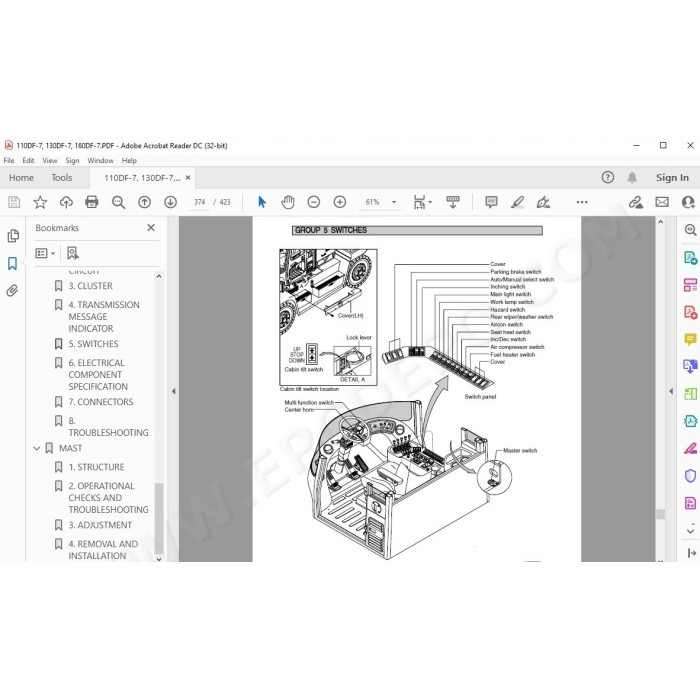Hyundai Forklift 110DF-7 130DF-7 160DF-7 service & repair manual
