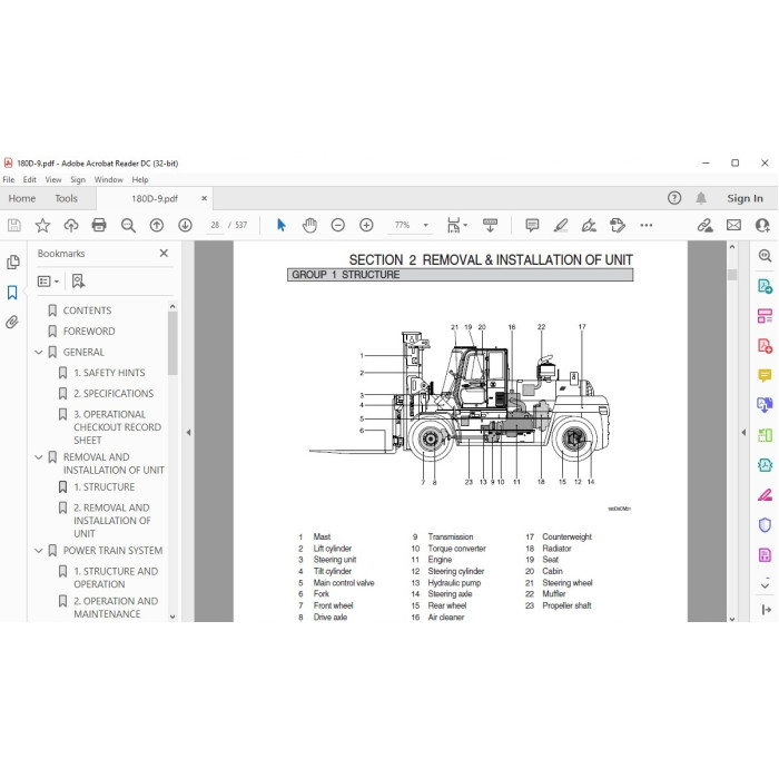 Hyundai Forklift 180D-9 service & repair manual