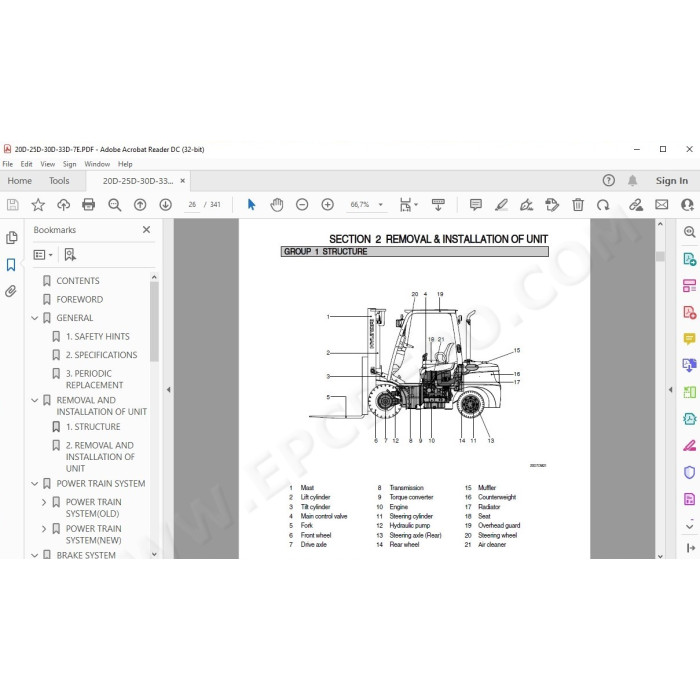 Hyundai Forklift 20D-7E 25D-7E 30D-7E 33D-7E service & repair manual