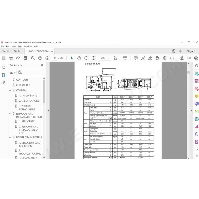 Hyundai Forklift 20DF-7 25DF-7 30DF-7 33DF-7 service & repair manual