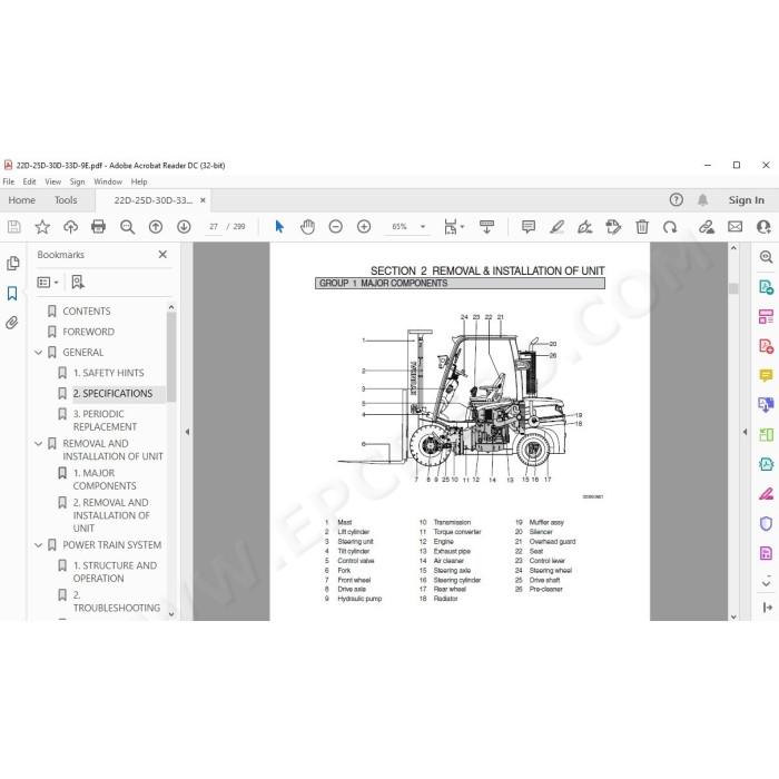 Hyundai Forklift 22D-9E 25D-9E 30D-9E 33D-9E service & repair manual